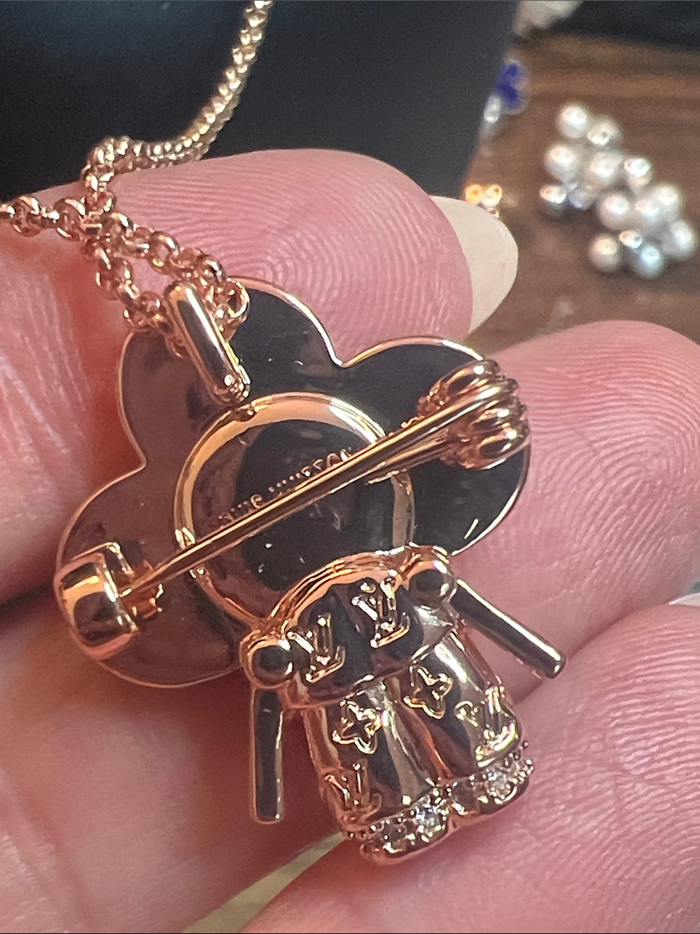 Rose Gold Pink Flower Pendant Necklace - Picture 4 of 8